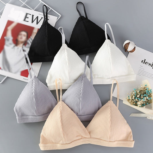Sexy Women&#39;s Bra Sexy Lingerie Triangle Cup Threaded Cotton Bralettes Comfortable Brassie Female Seamless Underwear