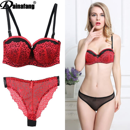 Wholesale VS New Sexy Bras Sets Push Up Lace V ABC Cup Pink White Female Lingerie Underwear For Girls
